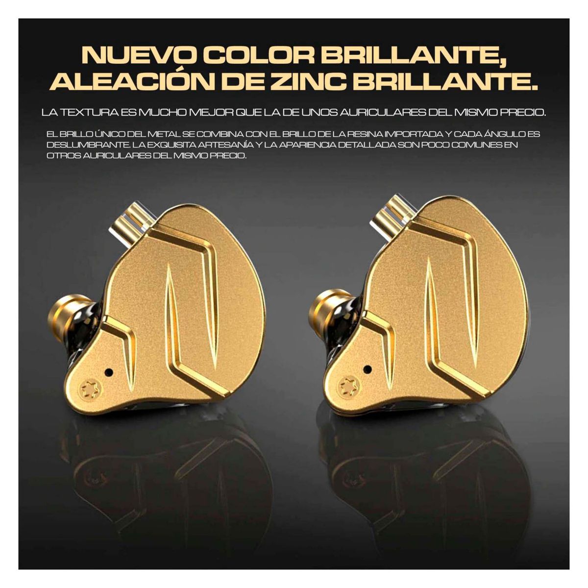 KZ - Audífonos In-Ear Gamer con micro KZ ZSN Pro X Dorado