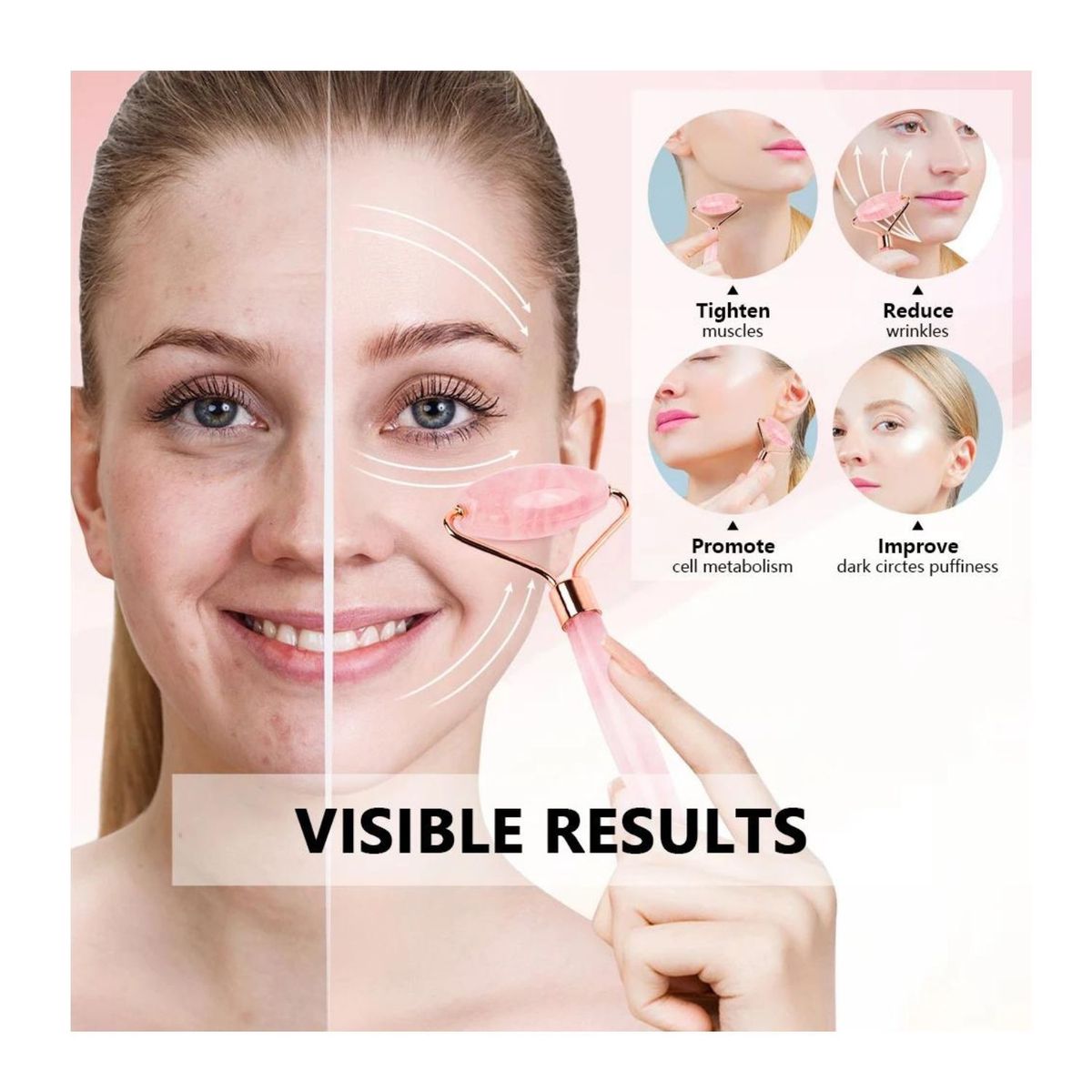 OEM - Rodillo Para Masajes Facial de Cuarzo