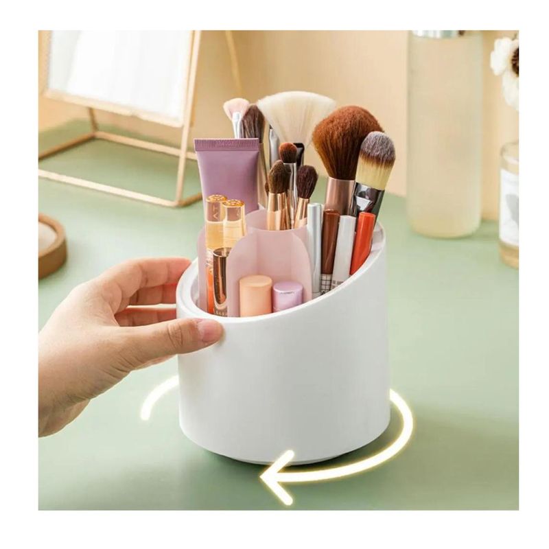 "Organizador Protector de Maquillaje Cosméticos Porta Brochas Giratorio"