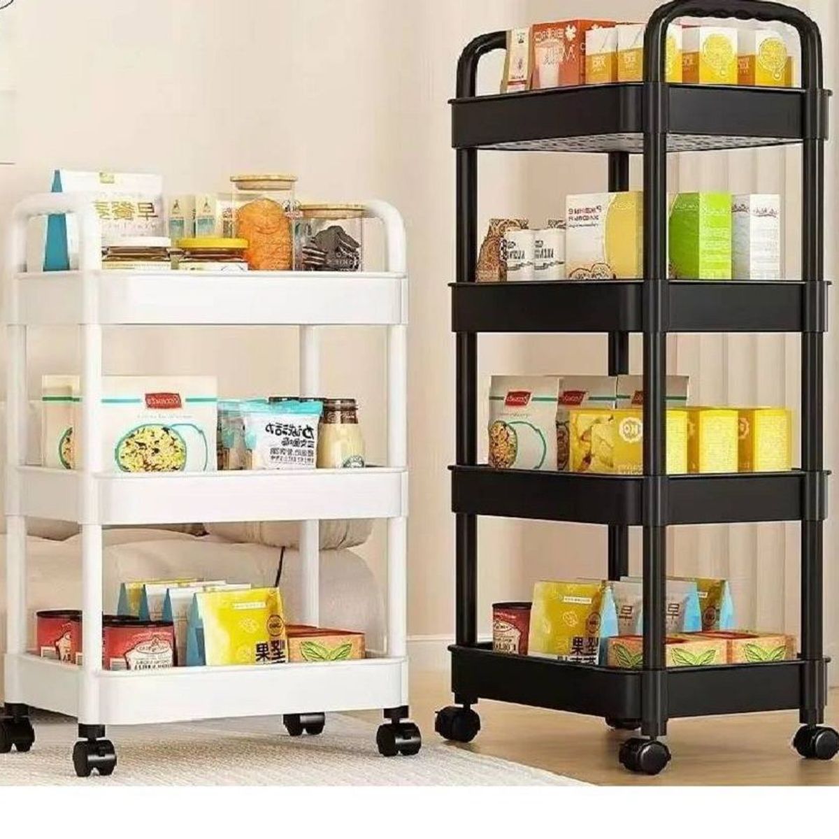 GENERICO - Carrito Organizador Multiusos 4 Niveles con Ruedas - Blanco