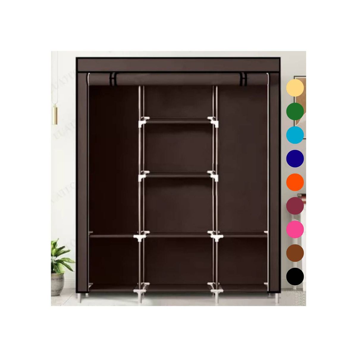 GENERICO - Ropero Perchero Organizador Armario Closet Armable 3 Cuerpos con Funda