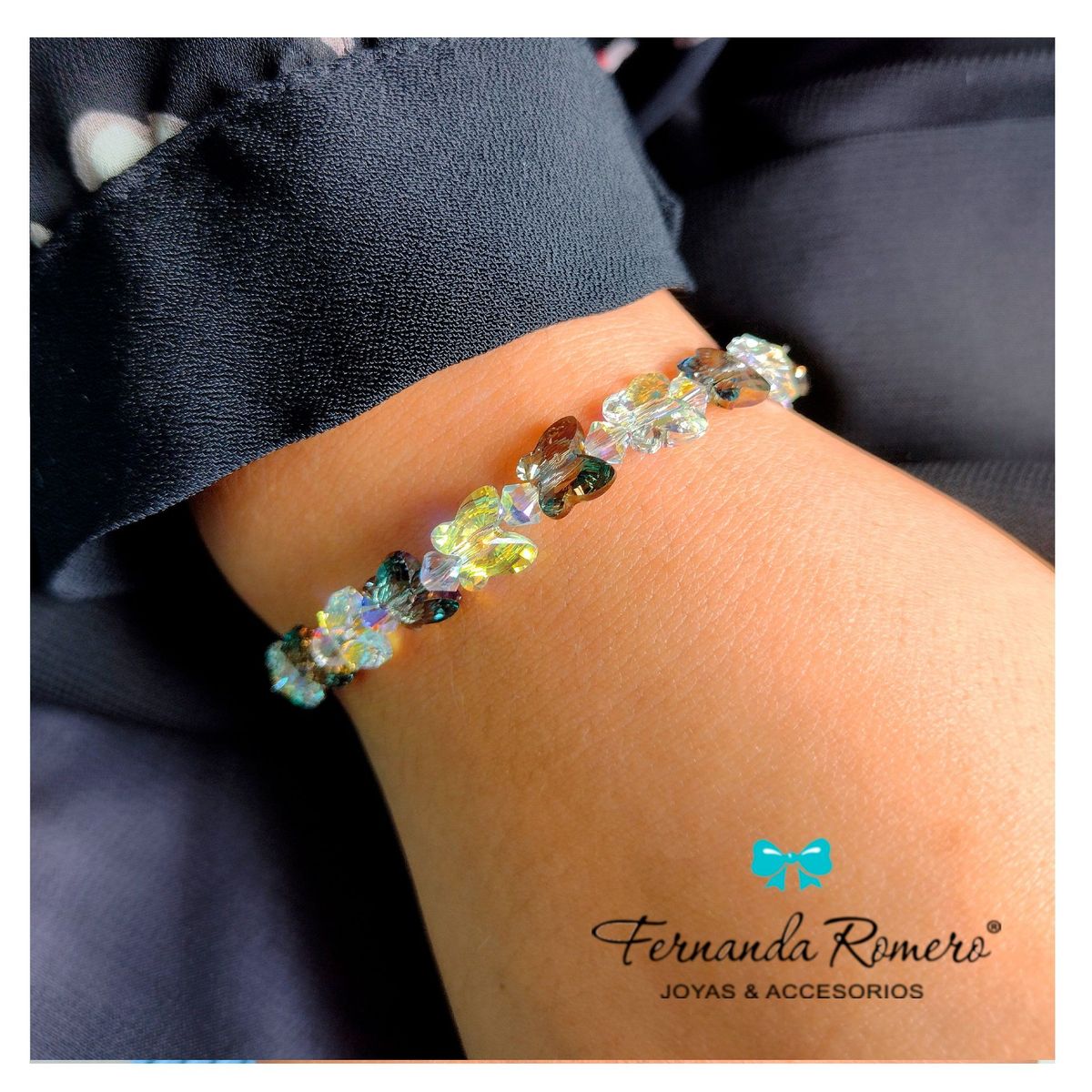 FERNANDA ROMERO JOYAS Y ACCESORIOS - Pulsera de Mariposas de Cristal Austriaco en Plata 950