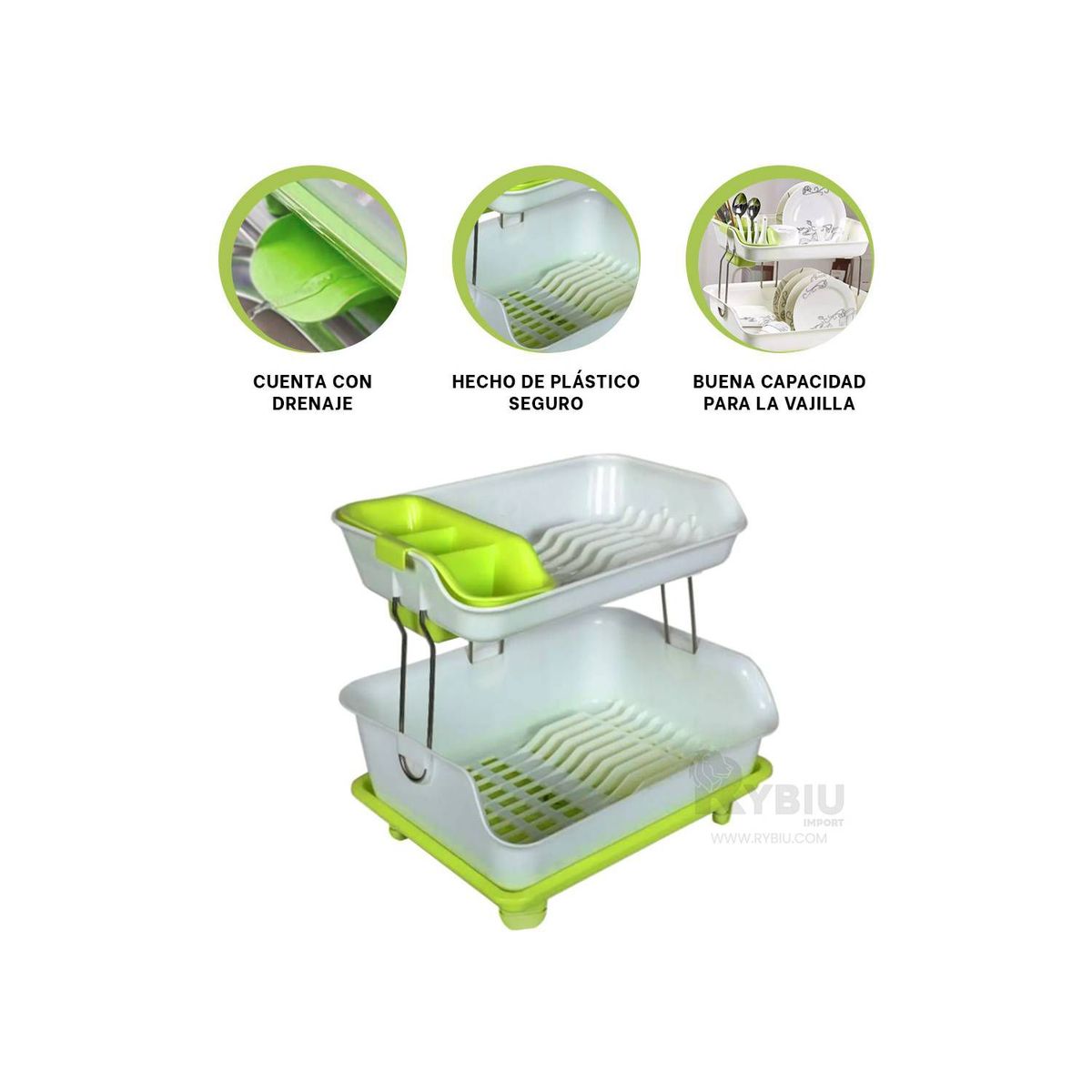 GENERICO - Escurridor de Platos de 2 Niveles de Plastico
