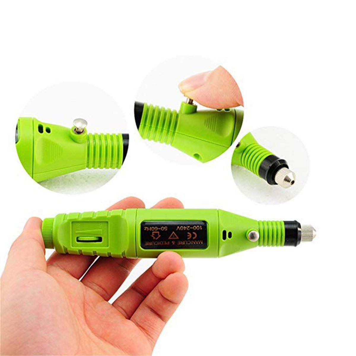 GENERICO - Pulidor de uñas eléctrico + set de brocas + 10 lijas