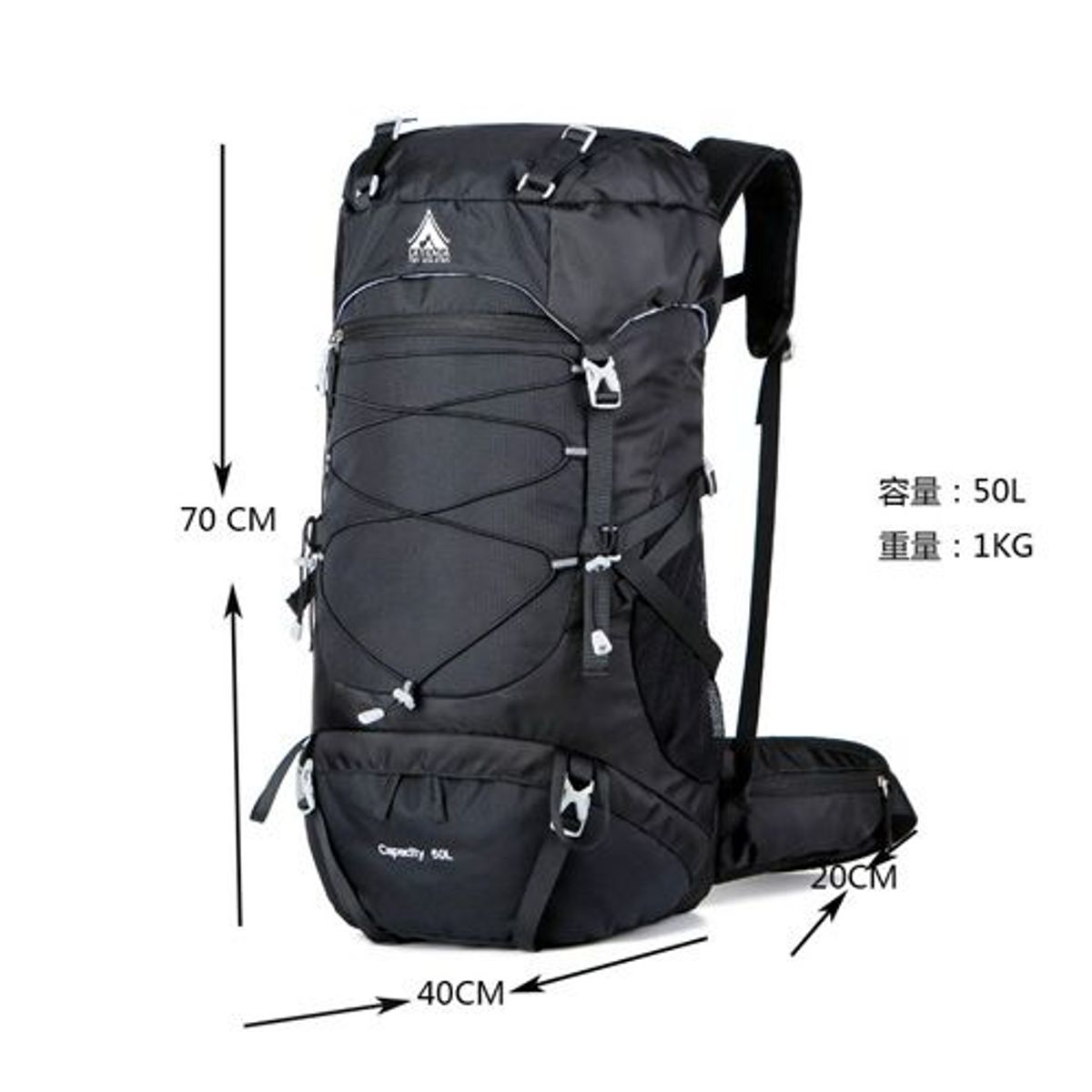 GENERICO - Mochila Montañismo 50L Camping Senderismo Trekking Negro