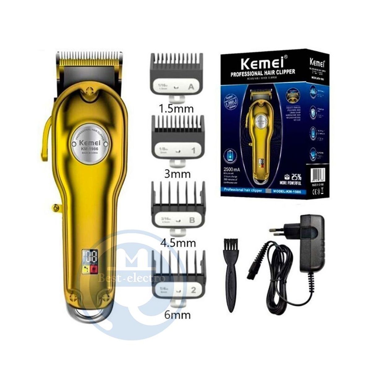 KEMEI - Cortadora Kemei KM-1986 Dorada con Hoja Ajustable