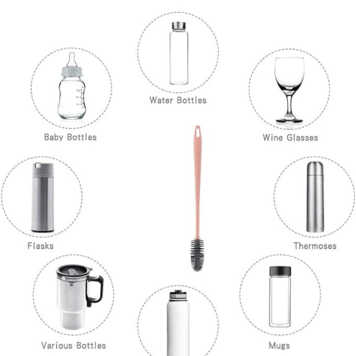 GENERICO - Cepillo de Silicona Limpieza para Botella Multifuncional