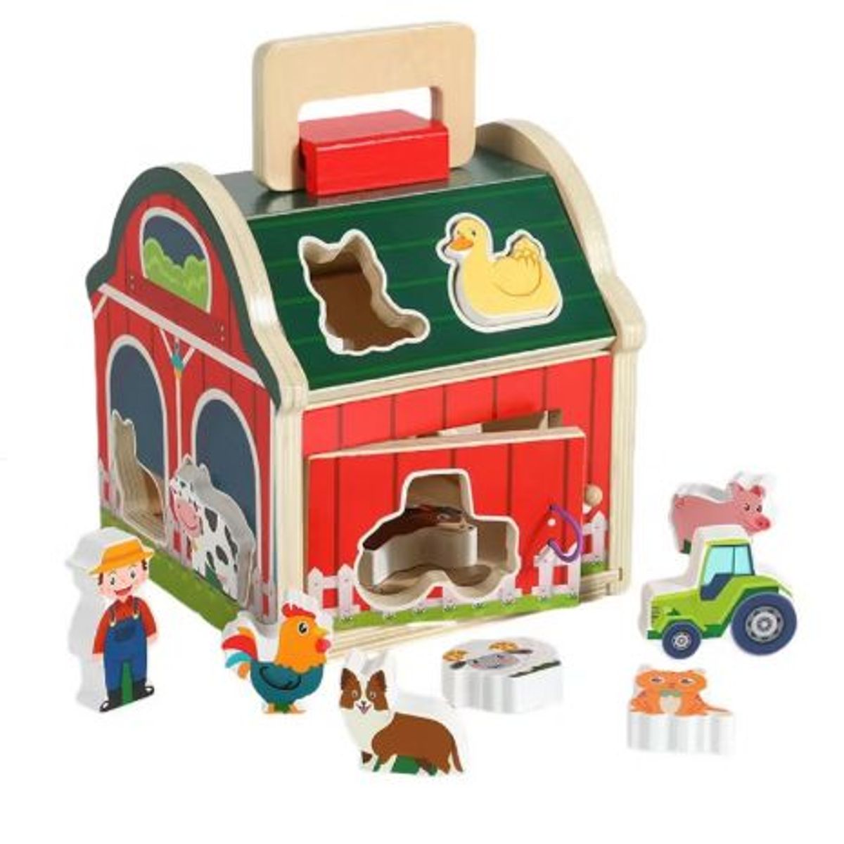 GENERICO - Casa granja de encaje en madera con animales - Granero