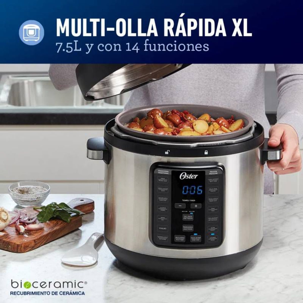 OSTER - Multi-Olla rápida XL Oster® 7,5 litros y 14 funciones CKSTPCEC8801