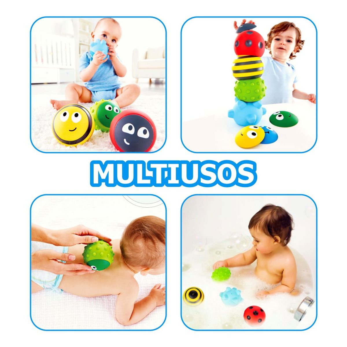 GENERICO - Pelotas Sensoriales para Bebés x4 Unidades Explora y Juega