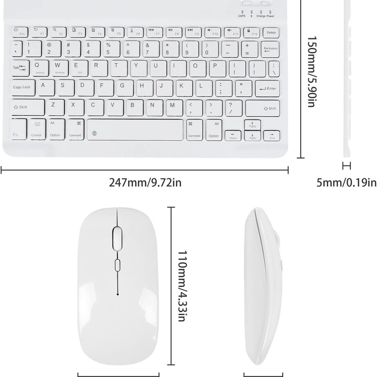 ITELSISTEM - Kit Teclado Recargable bluetooh + Mouse Pilas ultra delgado Blanco