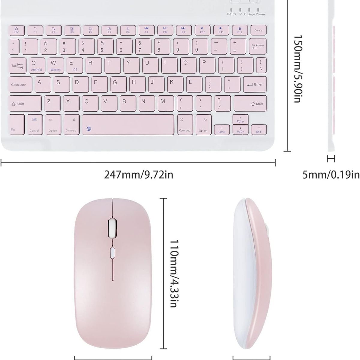 ITELSISTEM - Kit Teclado Recargable bluetooh + Mouse Pilas ultra delgado Pink