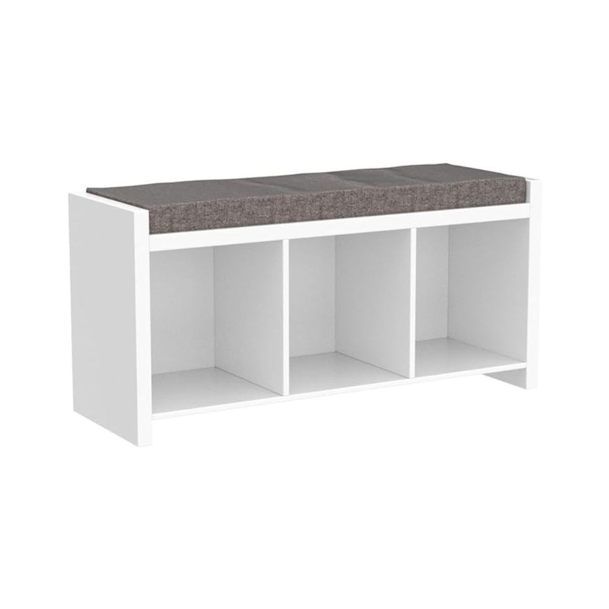 GENERICO - Banco organizador con zapatero en blanco y cojín para asiento