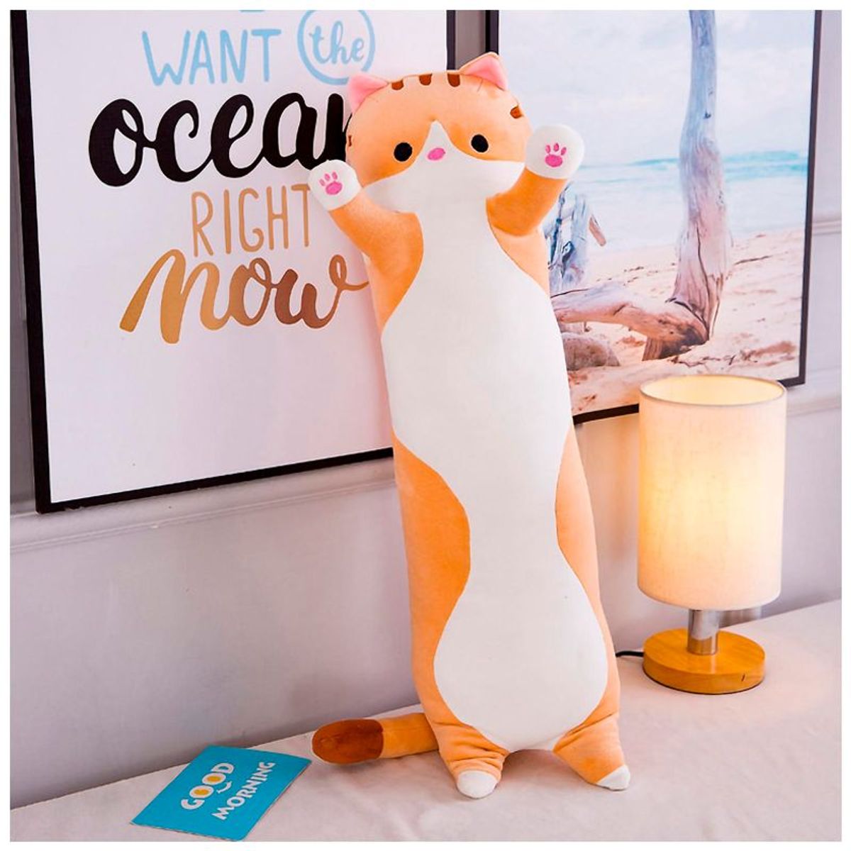 GENERICO - Peluche Almohada Gato - Marrón - 110cm