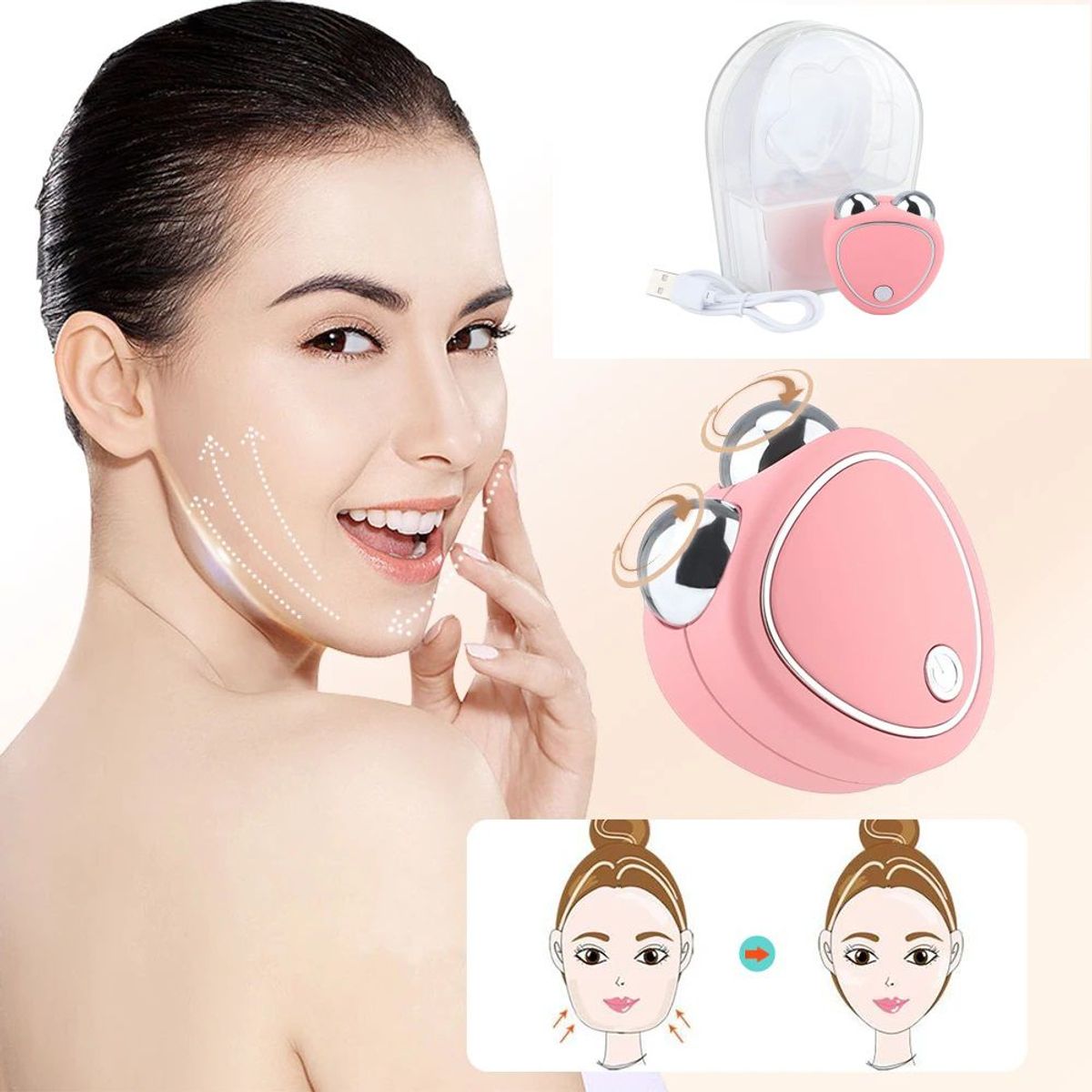 GENERICO - Masajeador Gua Sha Facial Anti Arrugas Tonificador Rostro Genieka