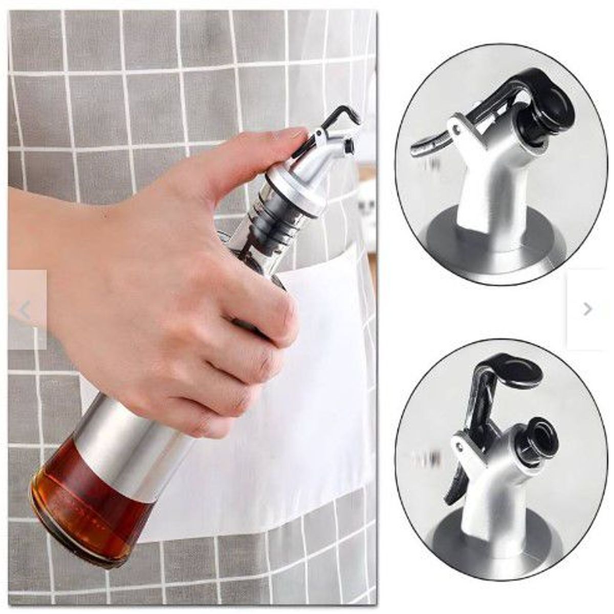 GENERICO - Aceitero De Vidrio Con Acero Inoxidable De 500ml