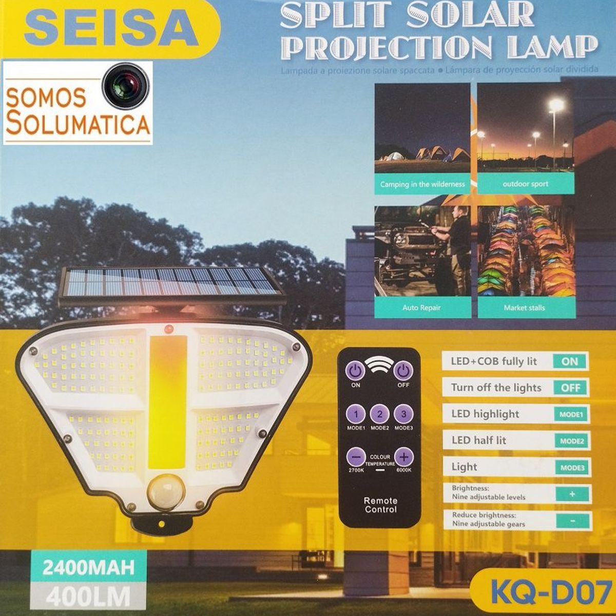 OEM - Lampara Luz Solar 160 Led - Autoencedido Sensor De Movimiento