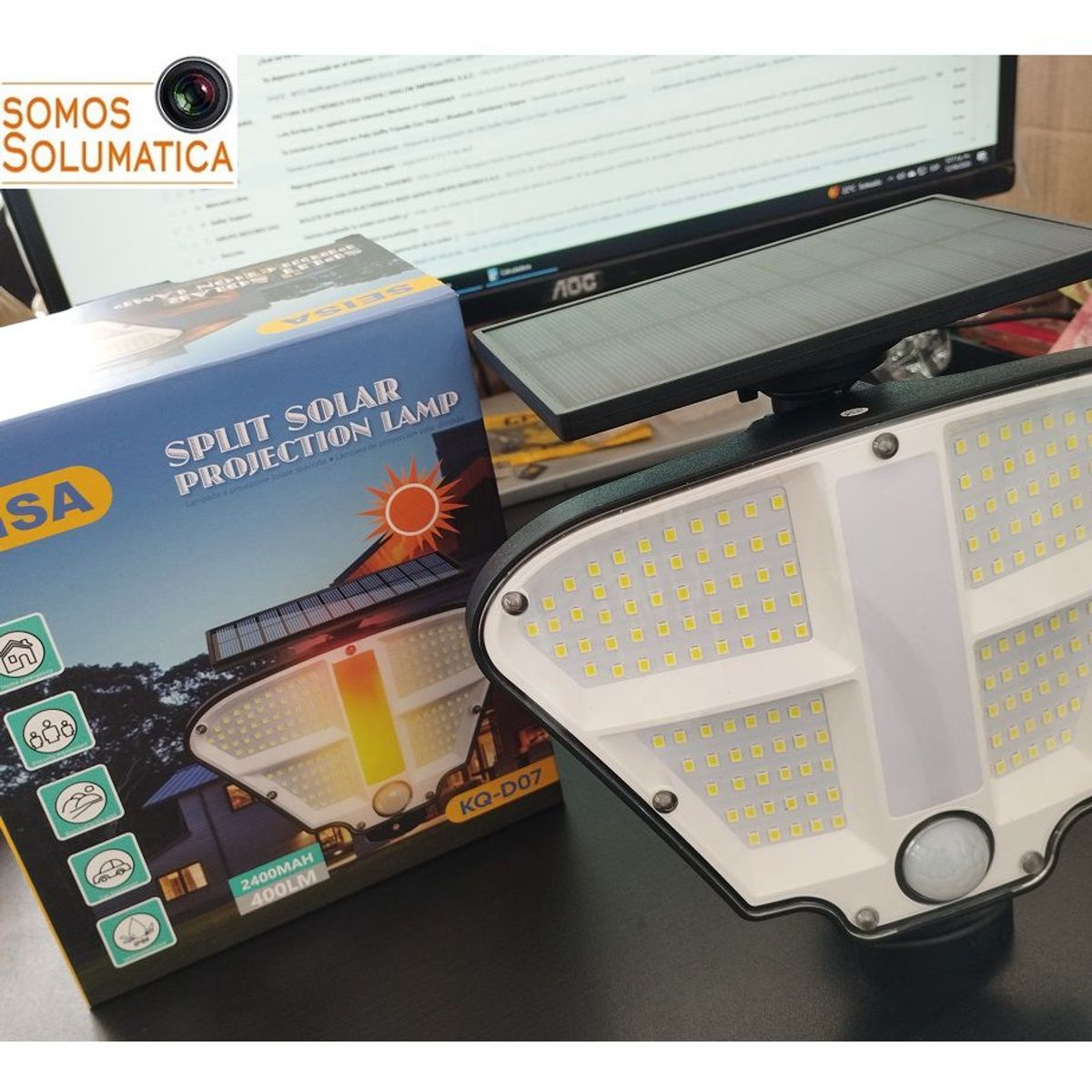 OEM - Lampara Luz Solar 160 Led - Autoencedido Con Sensor De Movimiento