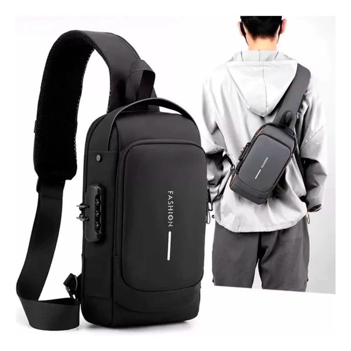 ITELSISTEM - Morral Antirrobo Impermeable Usb Pechera Itelsistem Hombre clave Negro
