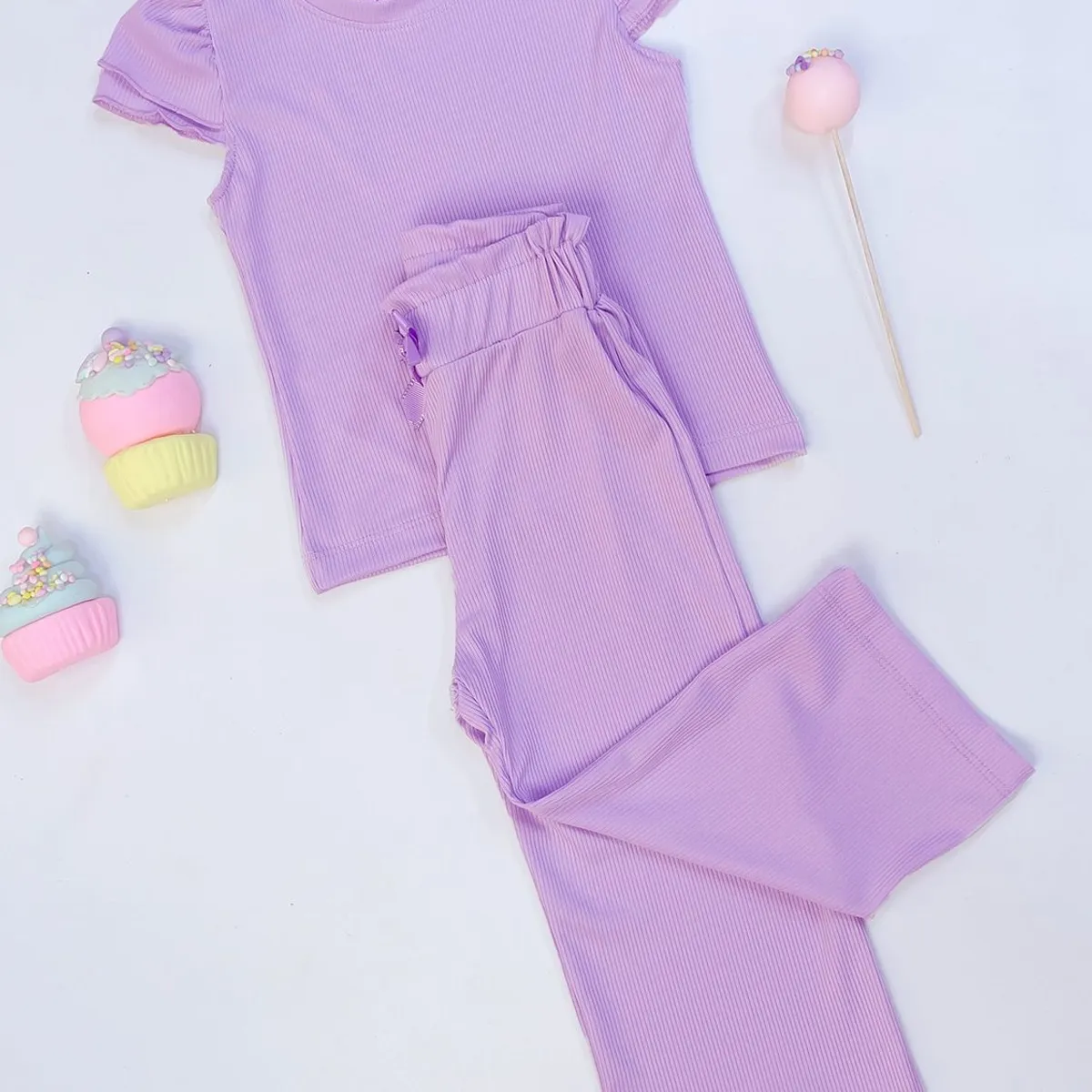 KIDS MASHMELO - Conjunto de Polo y Pantalón de Rib para Niña Kids Mashmelo