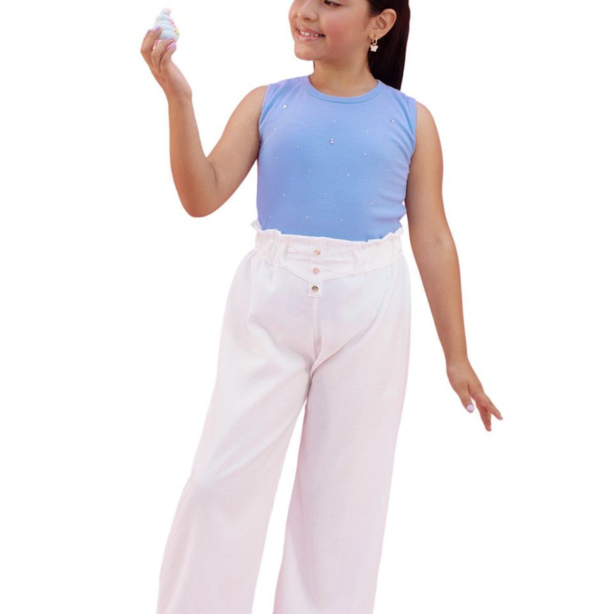 KIDS MASHMELO - Pantalón Palazzo en Gasa para Niña con Pretina en V Kids Mashmelo