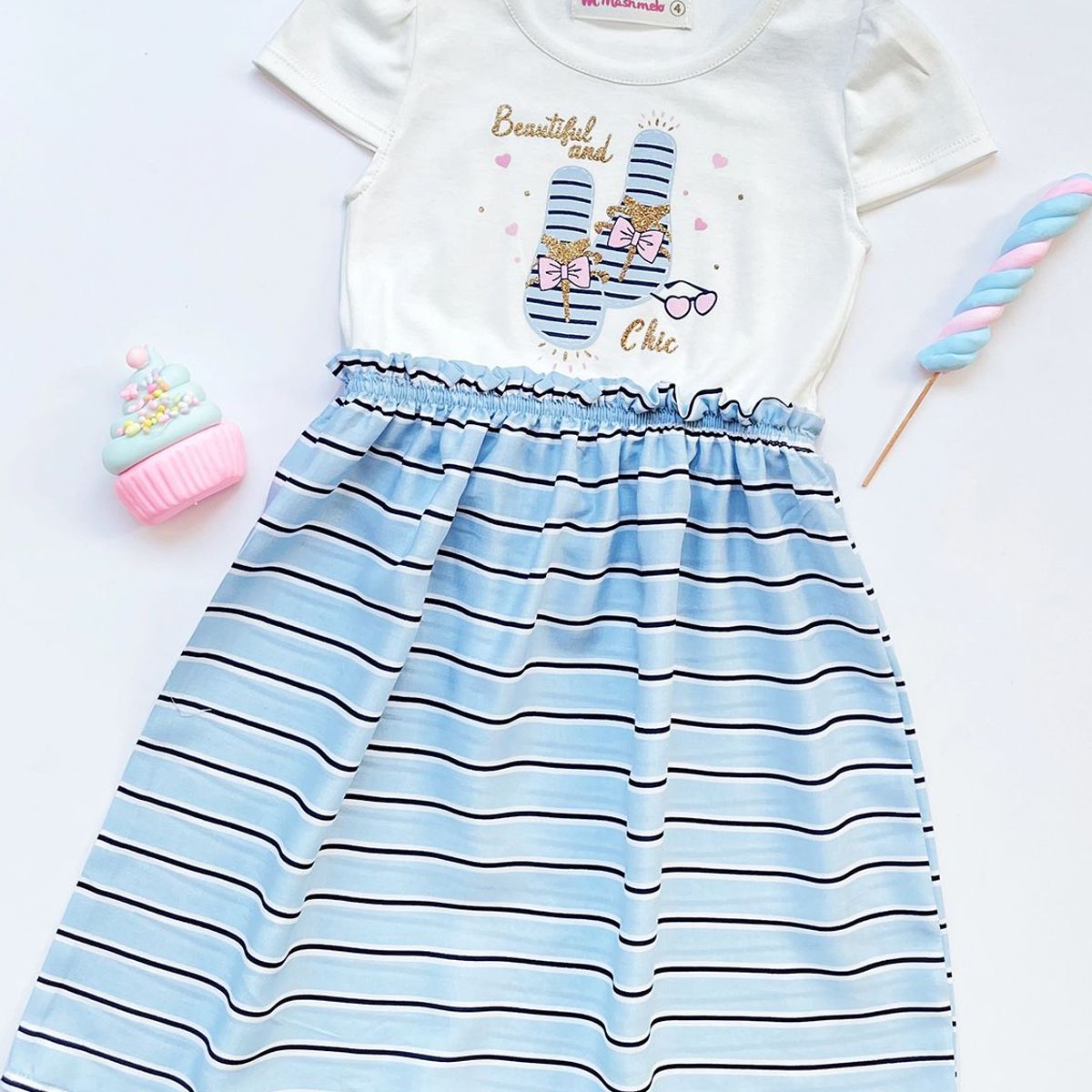 KIDS MASHMELO - Vestido de Niña con Estampado ‘Beautiful Chic’ Kids Mashmelo