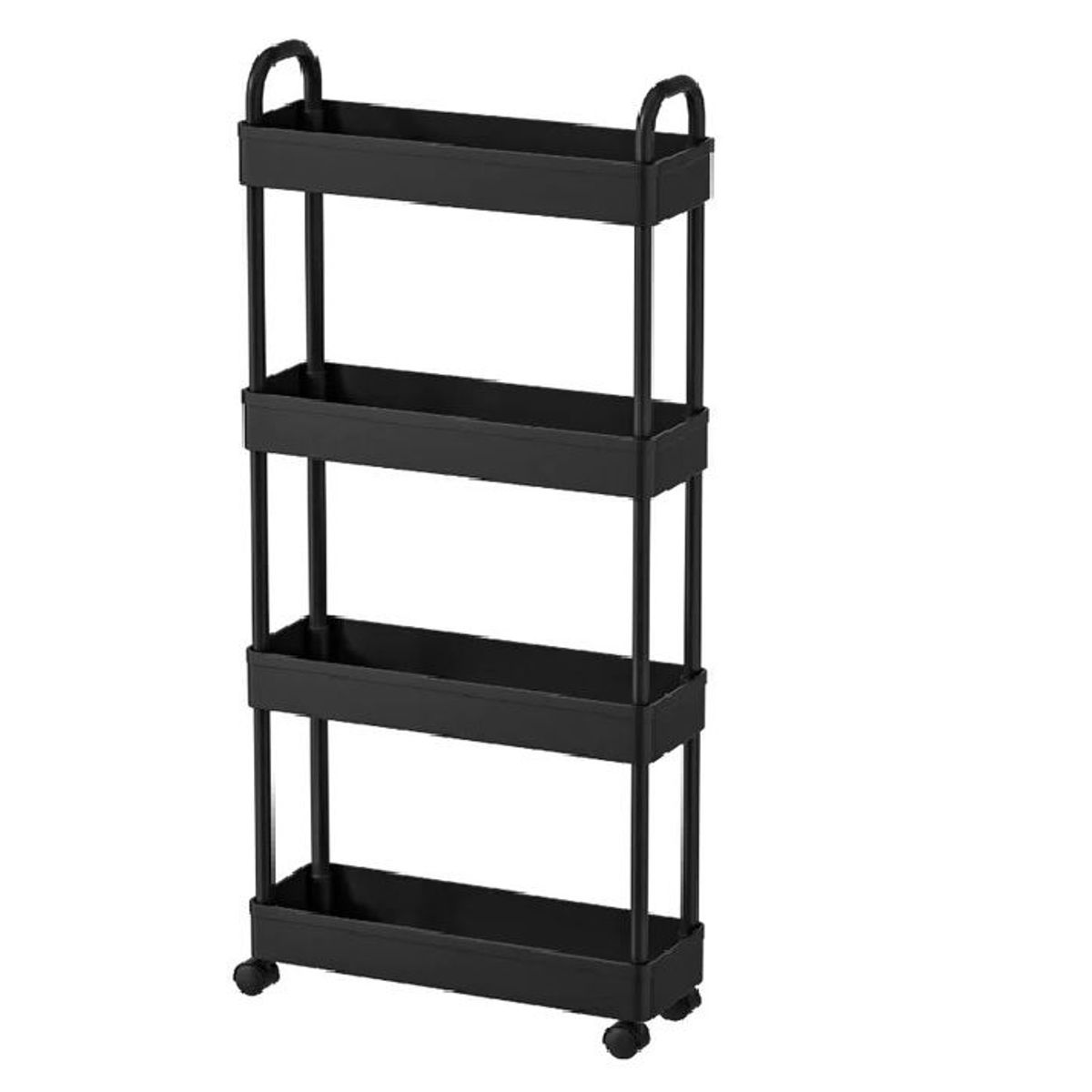 GENERICO - CARRITO ORGANIZADOR MULTIUSOS 4 NIVELES CON RUEDAS- NEGRO