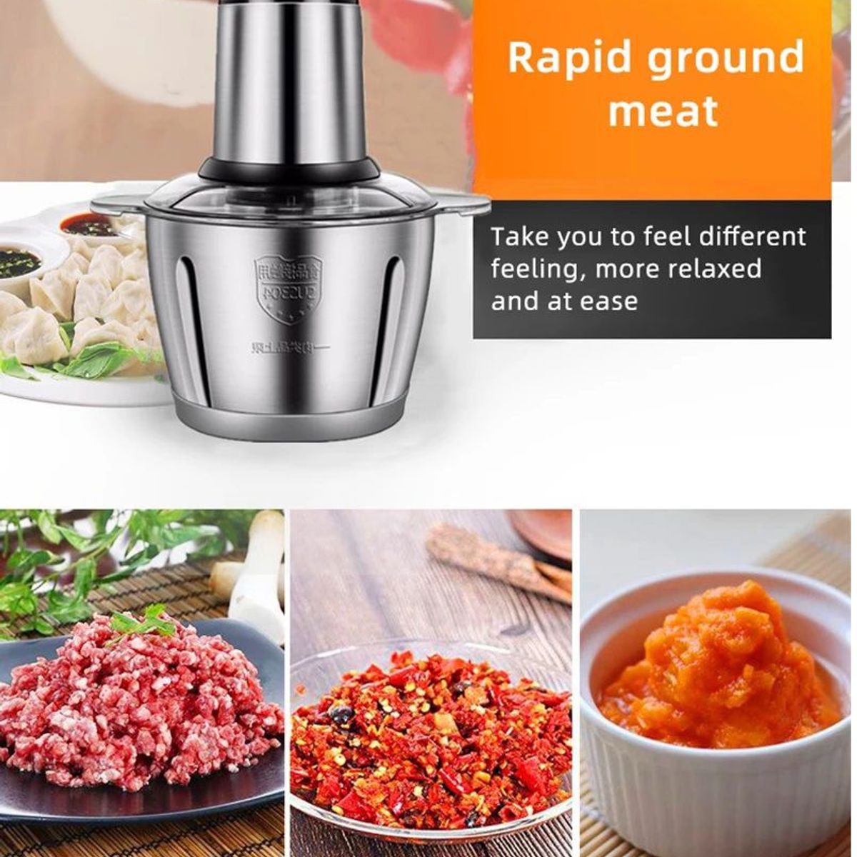 IMPORTADO MC - Procesador Picatodo Picador de Carne Alimentos de Acero Inoxidable