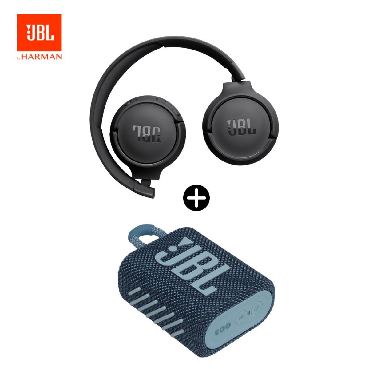JBL - Super Pack de Audio JBL Tune 520BT Hasta 57 hras BK + JBL GO3 IP67 AZ