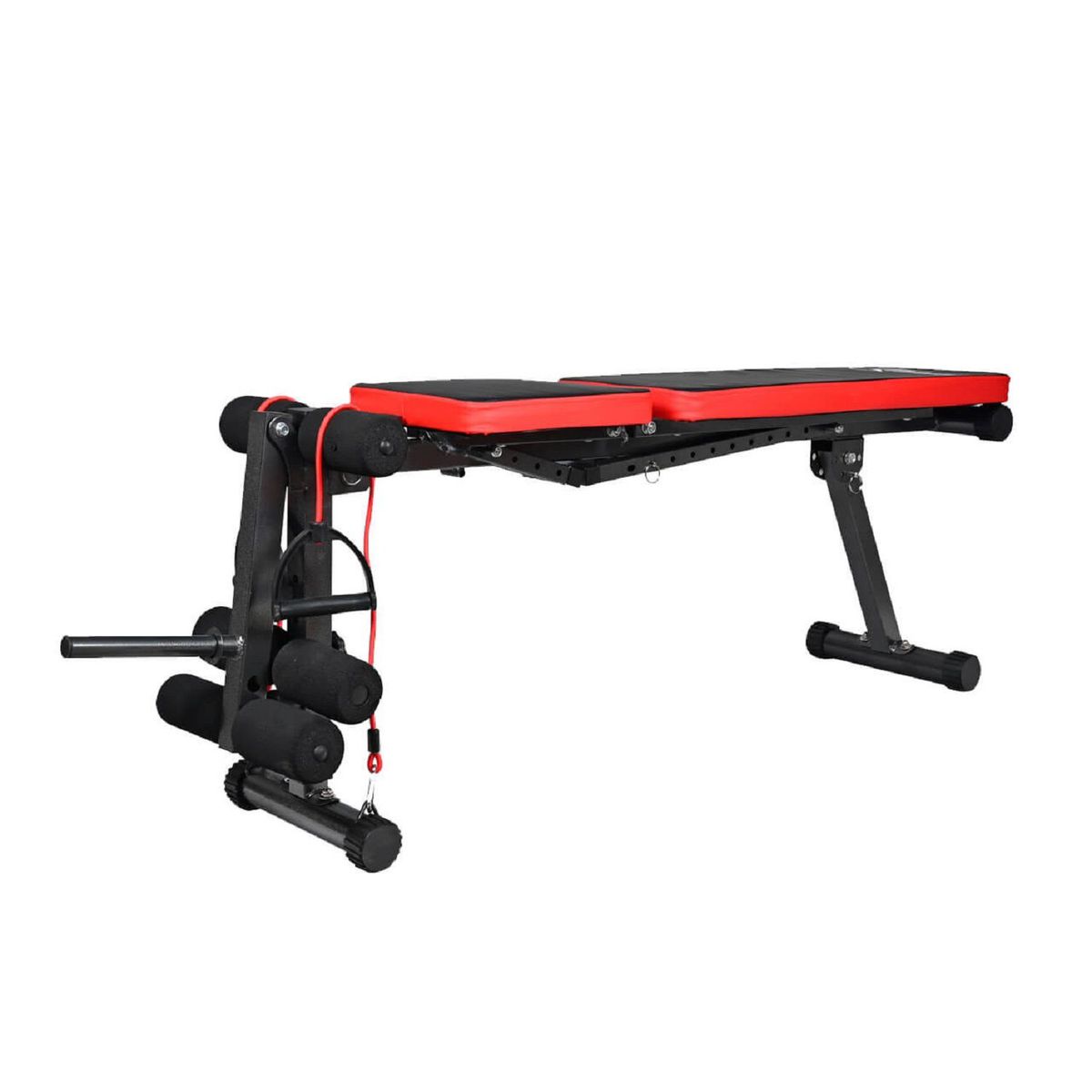 ULTIMATE FITNESS - Banco Multi Función Inclinable - Plano con Bandas Elásticas