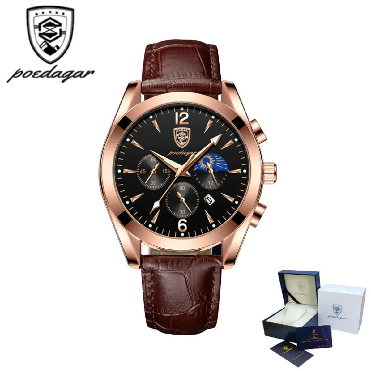 GENERICO - Reloj POEDAGAR para Hombre - Elegante - Cuero_.