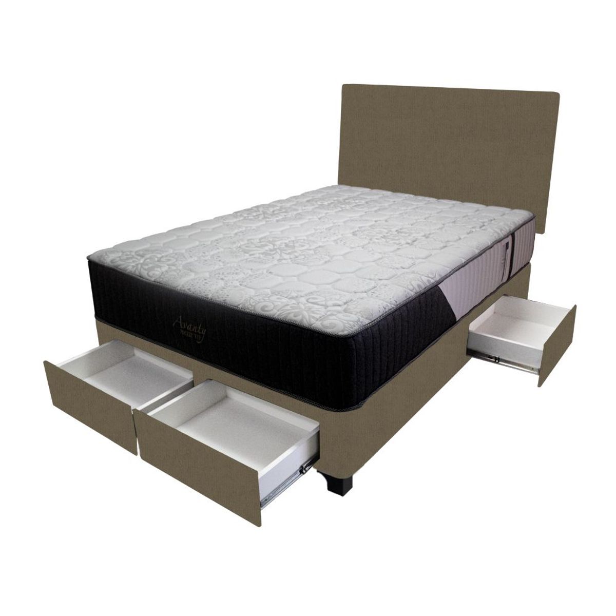 BARAKA HOME - Dormitorio Pocket Vip + 4 Cajones 1.5 Plz + Cabecera - Beige Oscuro