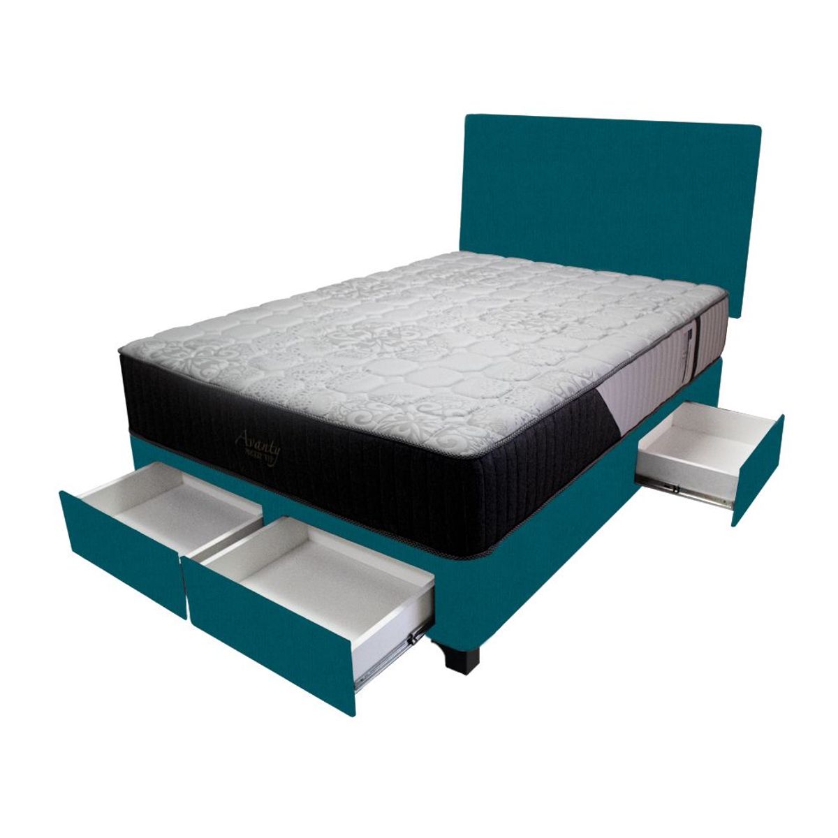 BARAKA HOME - Dormitorio Pocket Vip + 4 Cajones 1.5 Plz + Cabecera - Cobalto