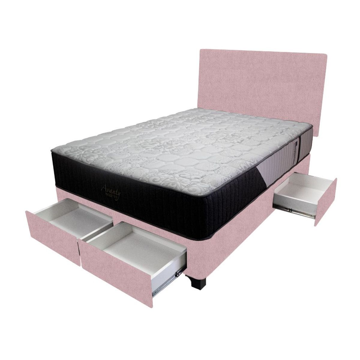BARAKA HOME - Dormitorio Pocket Vip + 4 Cajones 1.5 Plz + Cabecera - Rosado