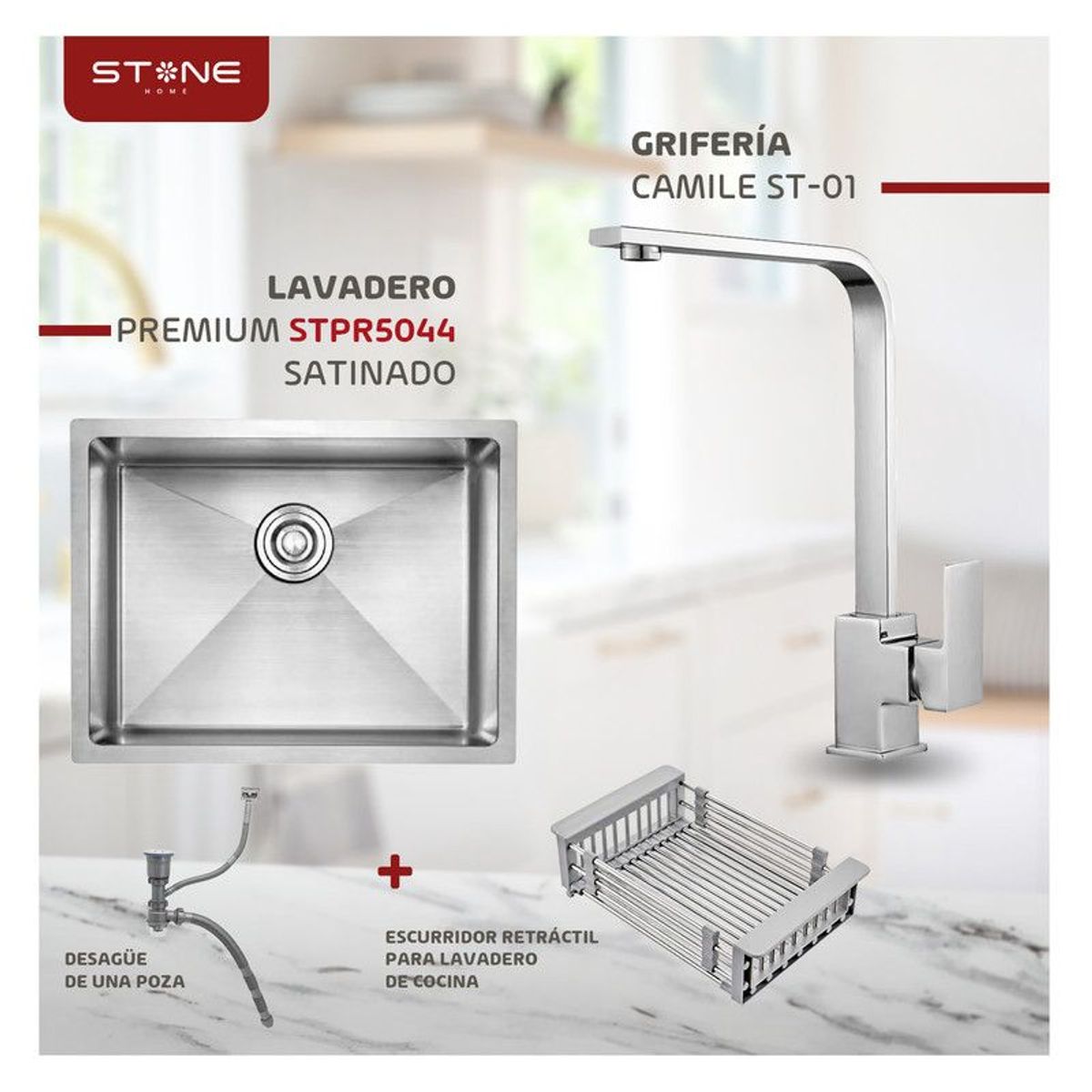 STONE - COMBO LAVADERO STPR 5044 - CAMILE ST-01 C/ ESCURRIDOR (EXONERADO)