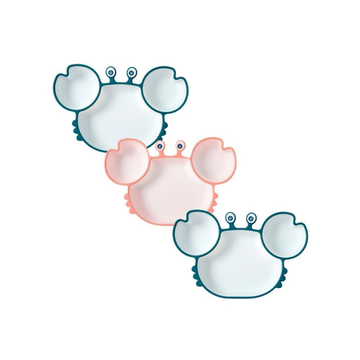 GENERICO - Plato Infantil De Silicona Cangrejo Con Fondo Blanco