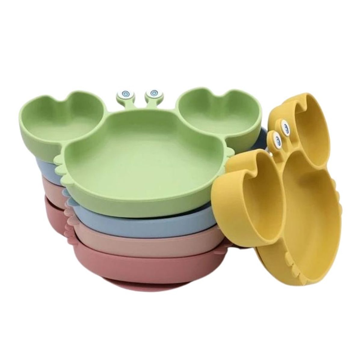 GENERICO - Plato Infantil De Silicona En Forma De Cangrejo x2Unids