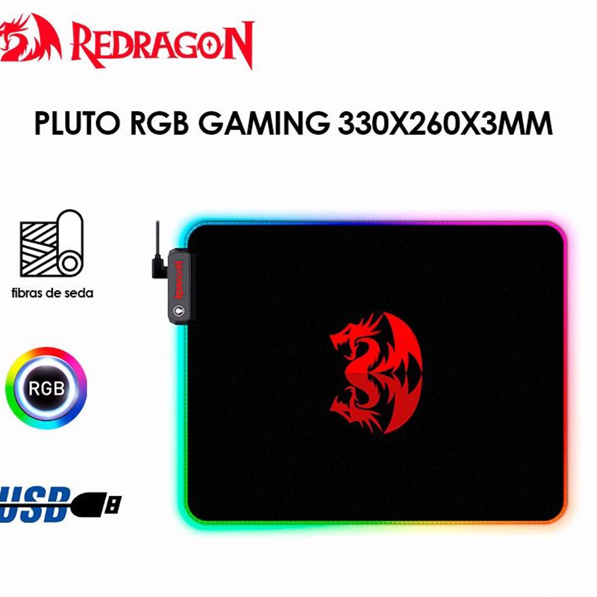 REDRAGON - MOUSE PAD GAMER REDRAGON PLUTO P026 LUCES RGB
