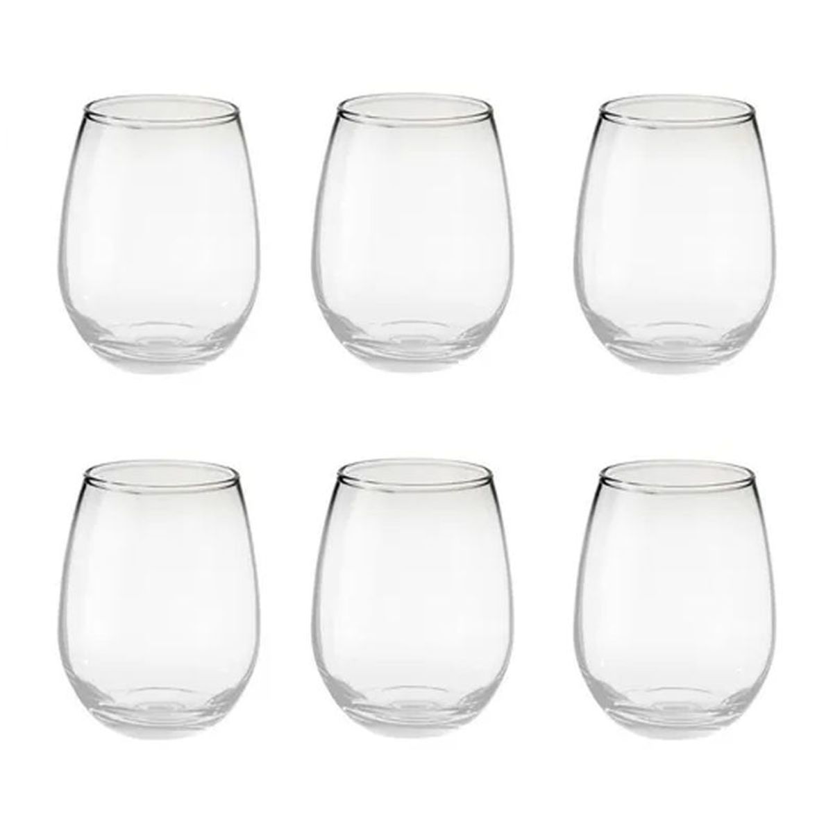 INSPIRA - Pack Set de 6 Vasos Copa sin Tallo + Juego de 6 Sorbetes de Vidrio