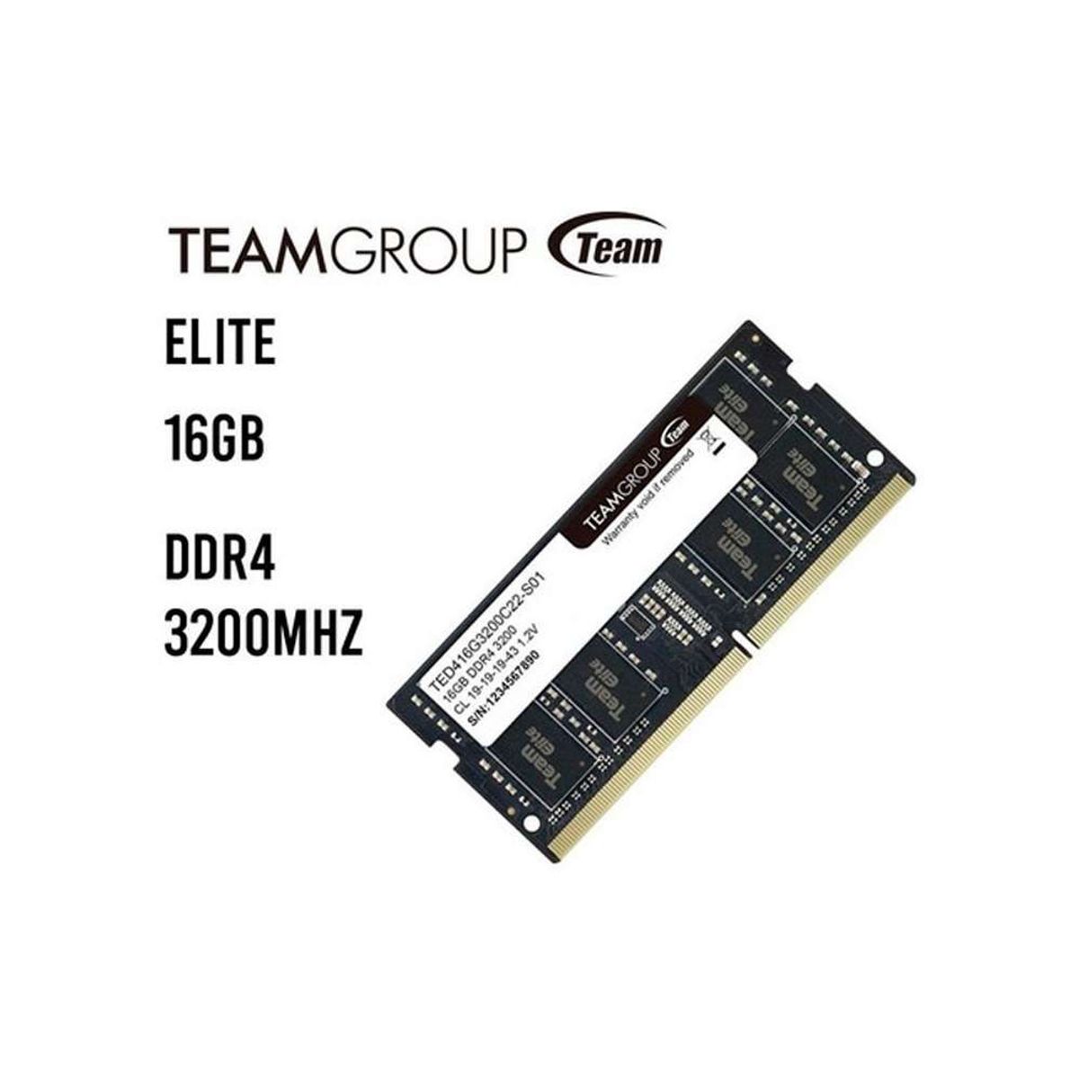 TEAMGROUP - Memoria RAM Teamgroup Elite 16GB DDR4 SODIMM 3200Mhz CL22 260 Pines