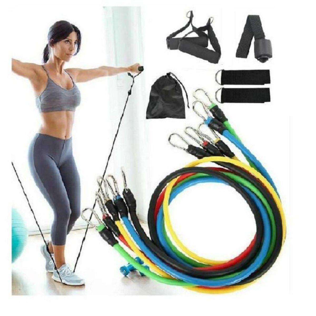 GENERICO - Bandas de Resistencia con Asas Juego de 11 Piezas