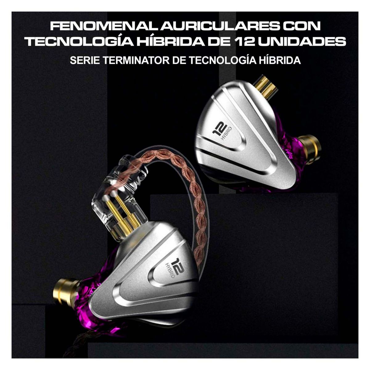 KZ - Audífonos In-Ear Gamer con micro KZ ZSX Terminator Purpura