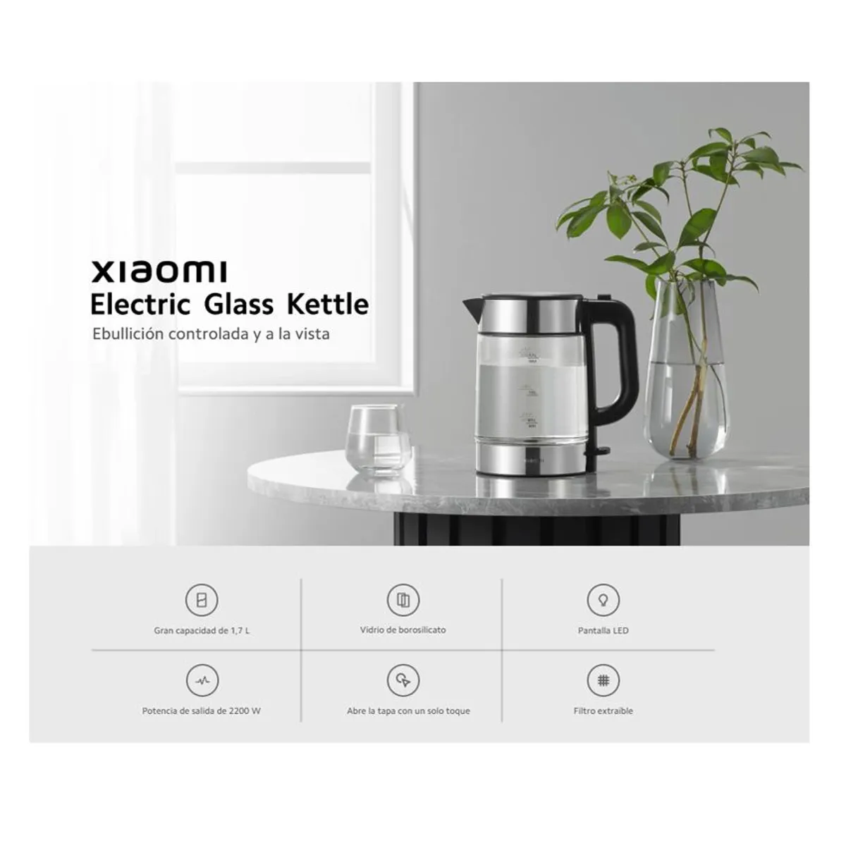 XIAOMI - Hervidor Xiaomi Electric Glass Kettle 17L- MJDSH05FD