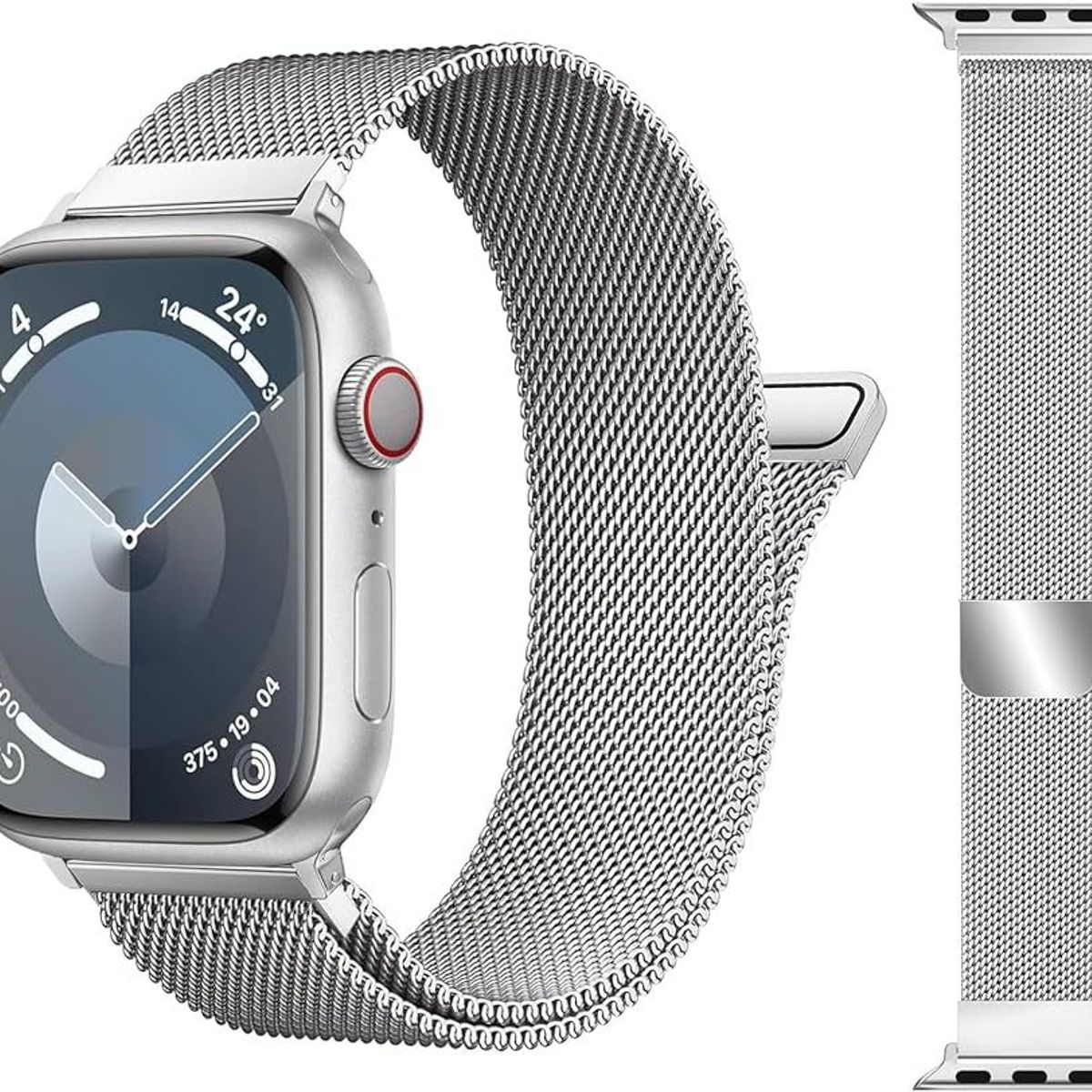 IMPORTADO MC - Correa Milanese para Apple Watch y Smartwatch 42mm-44-45-49mm Plateado