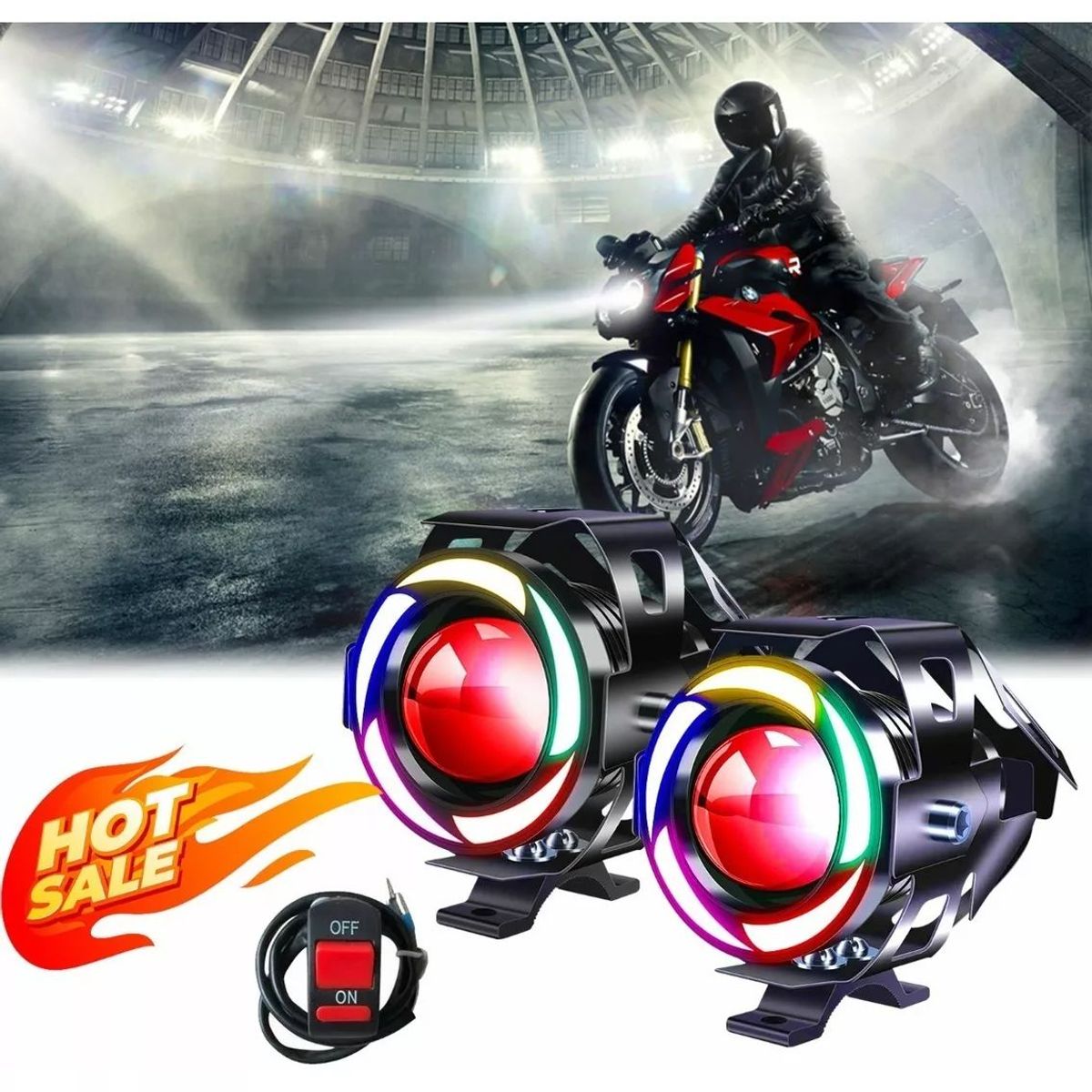 GENERICO - Focos Niebla Ojo Ãngel Estrobos Leds Moto Luces Kit De Faros