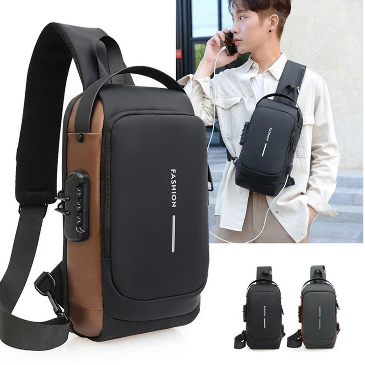 ITELSISTEM - Morral Antirrobo Impermeable Usb Pechera Itelsistem Hombre clave -beis