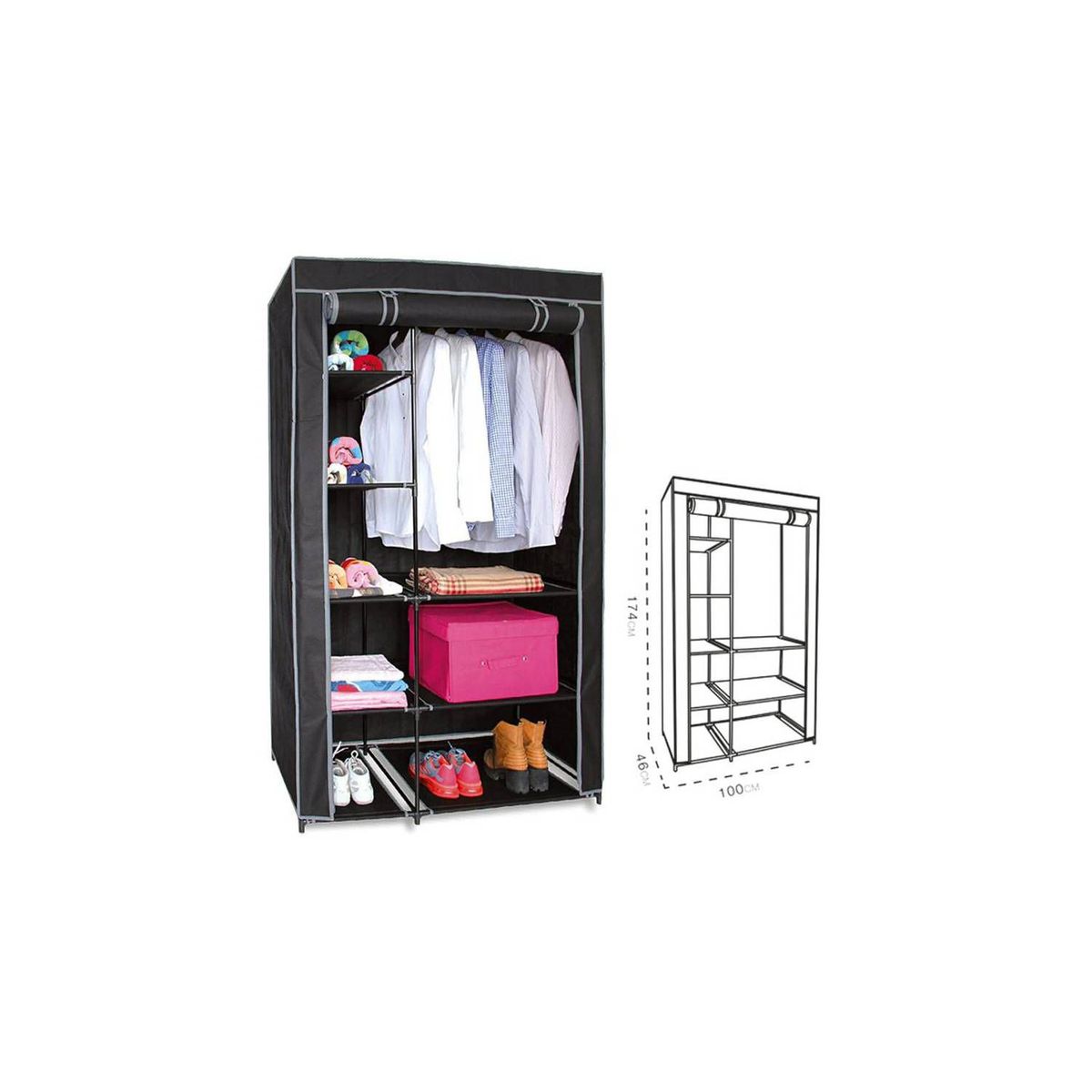 GENERICO - Ropero Organizador Armario Closet Armable 2 Cuerpos Funda 1.70MT