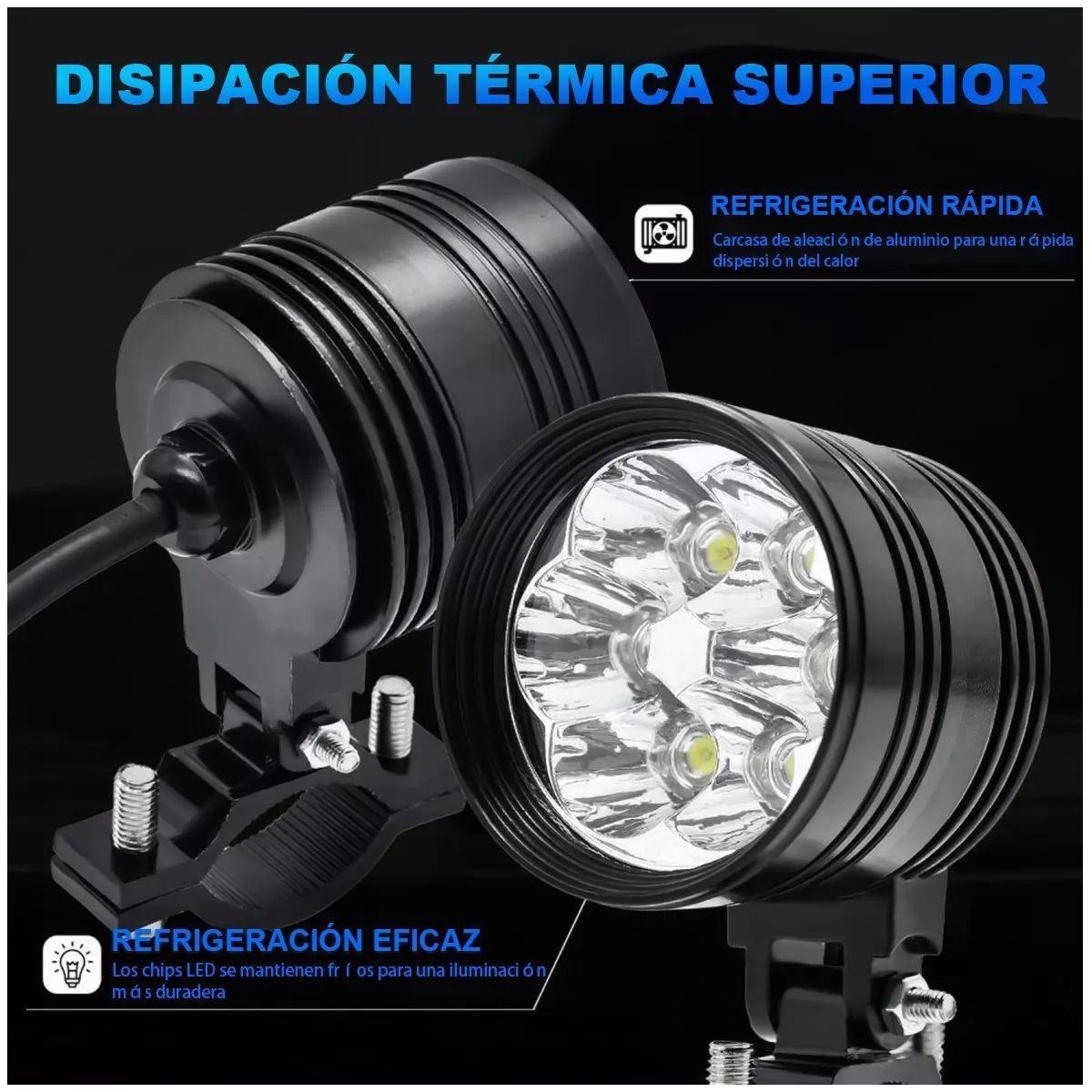 GENERICO - Par Faros Led Impermeables Auxiliares De 3 Modos Auto Moto