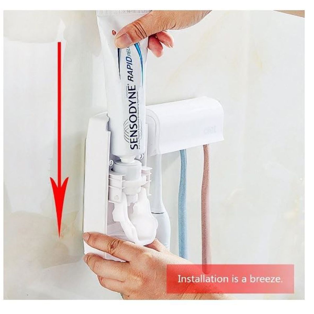 GENERICO - Dispensador automático de pasta de dientes y soporte de cepillo