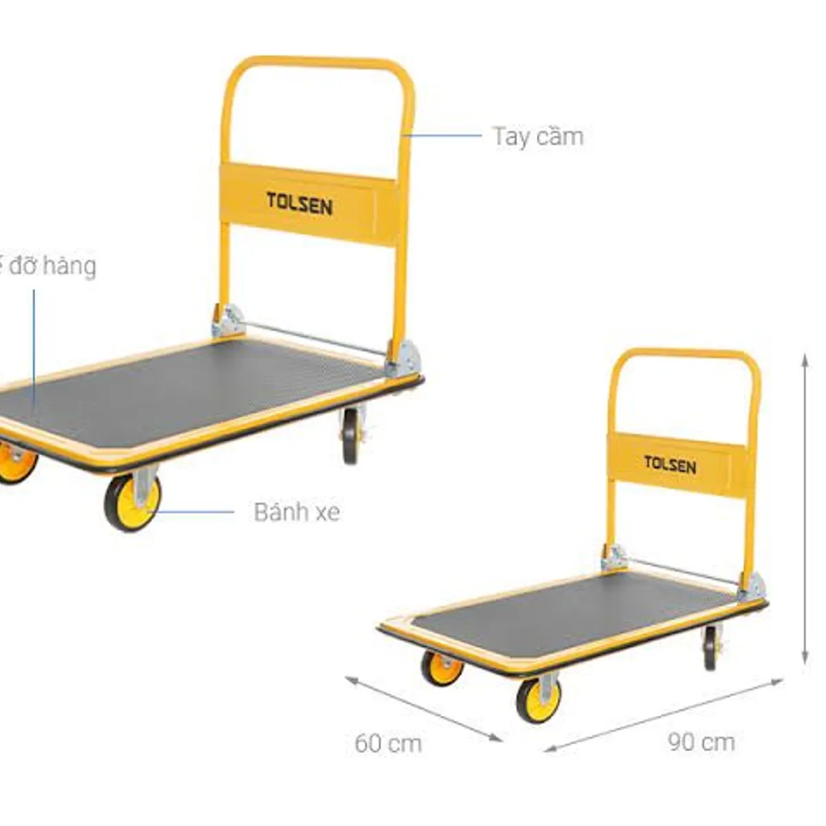 TOLSEN - Carro de Carga Plataforma Plegable (base metálica) 300 Kg.